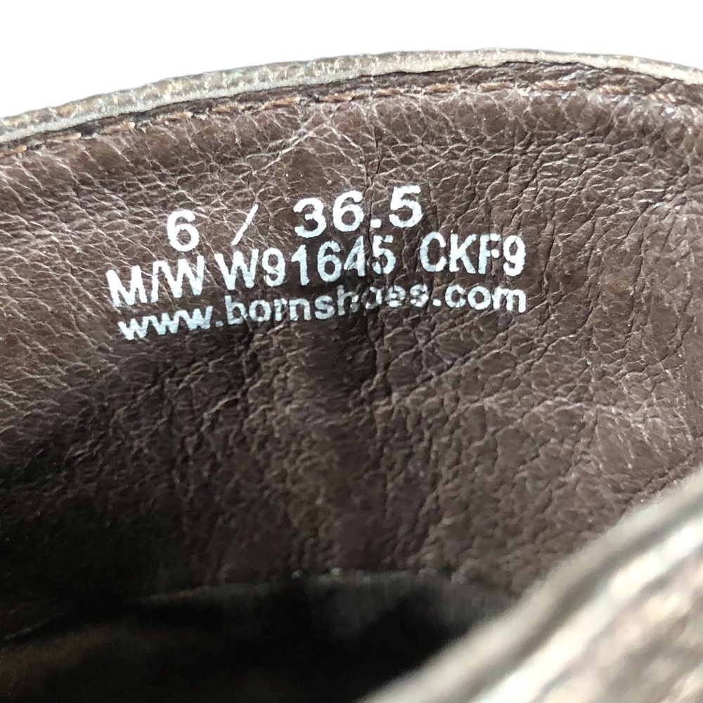 Born 6 Brown Leather Heeled Mules Booties Stacked Bronze Comfort Cushion Boot - Picture 3 of 8